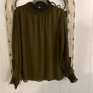 A dip of Darling olive green blouse. XL